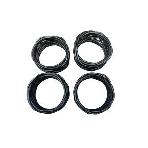 Set Of 4 Black Woven Metal Napkin Rings